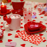 BOWL CERAMIC HEART SHAPE WITH BEAD ON EDGE LARGE RED