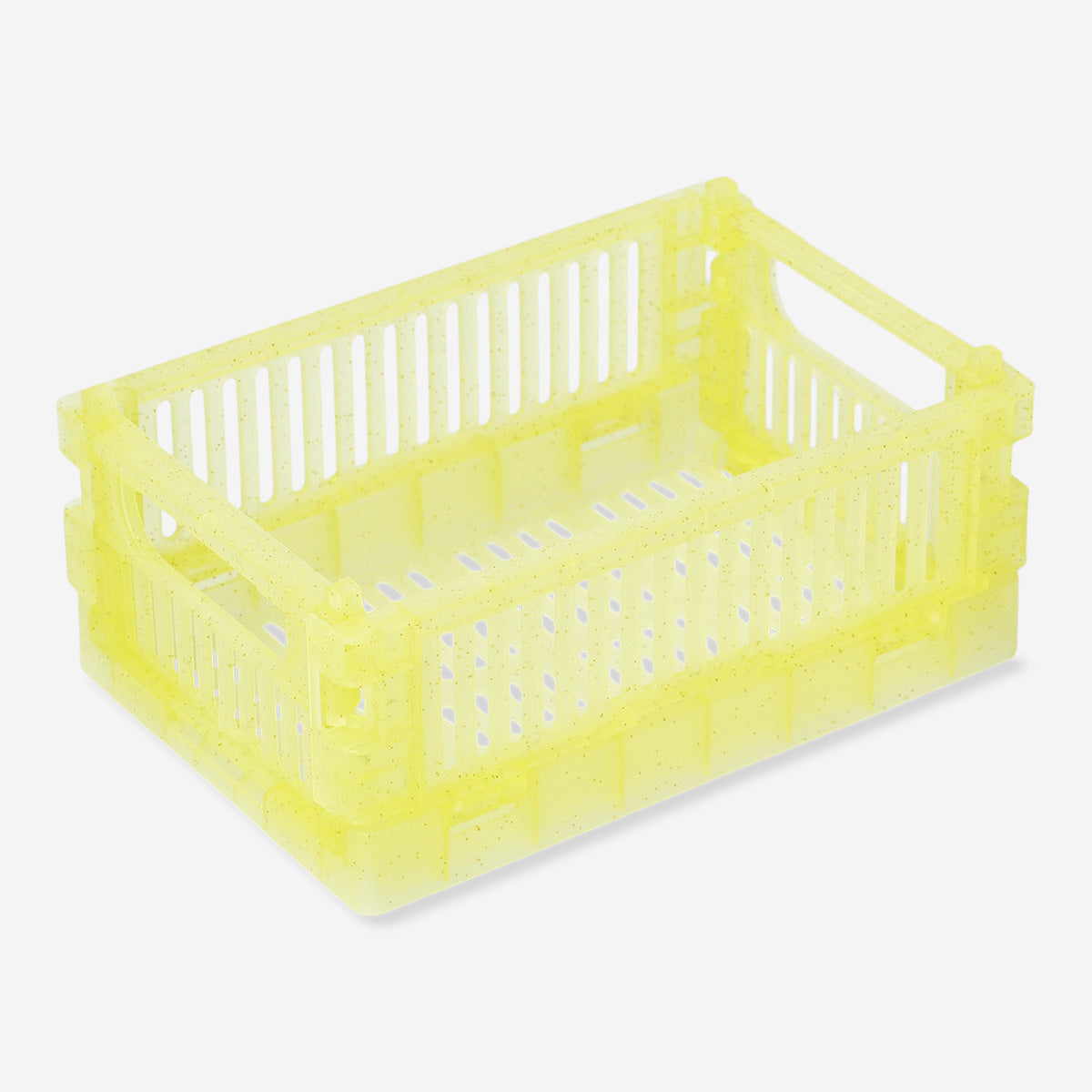 BOX FOLDABLE RECYCLED PP 15X10X5,5 CM TRANSPARANT YELLOW