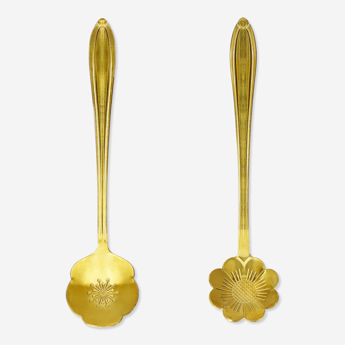 2'li Gold Çiçek Şekilli Kaşık Seti