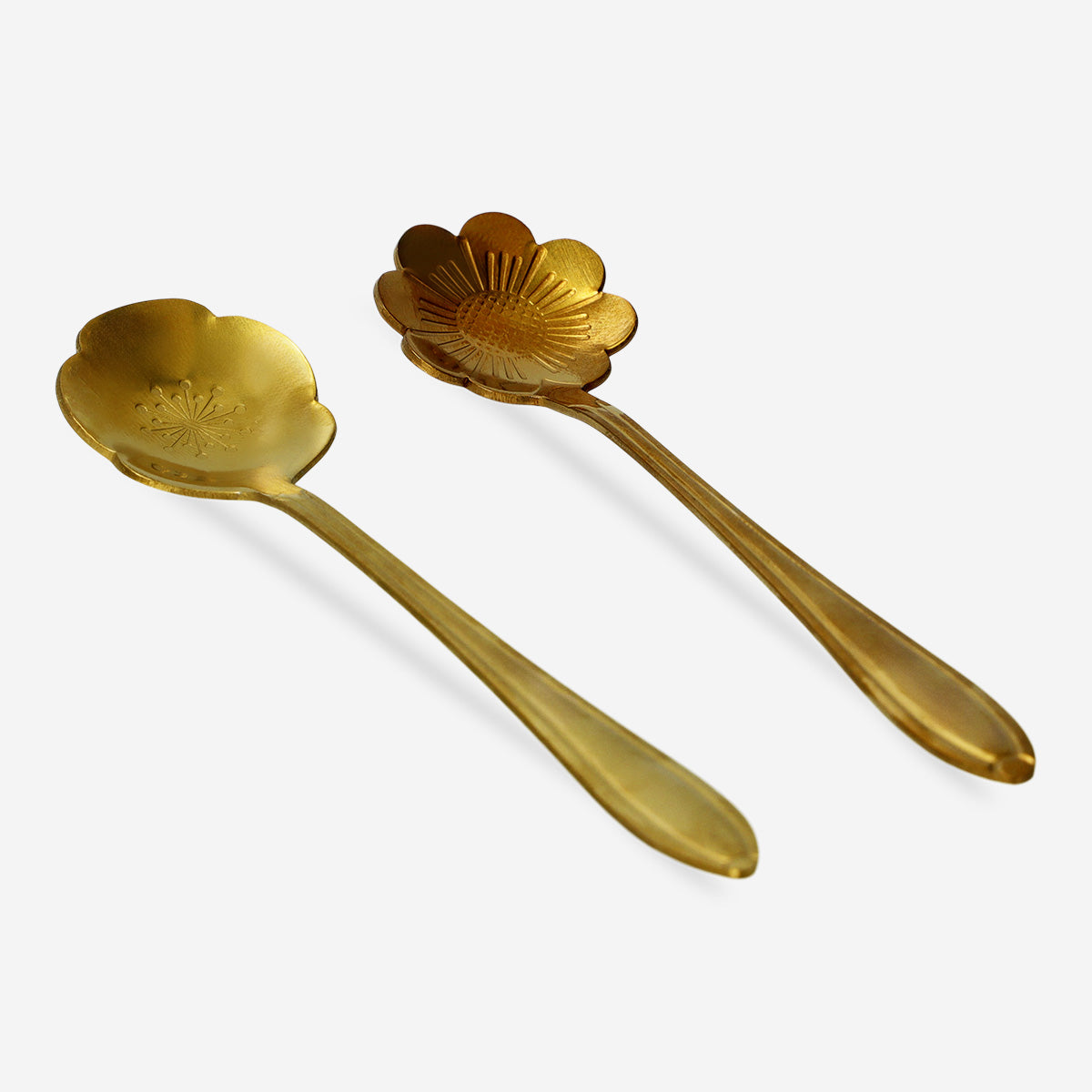 2'li Gold Çiçek Şekilli Kaşık Seti