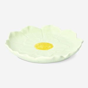 PLATE FLOWER SHAPE STONEWARE GREEN