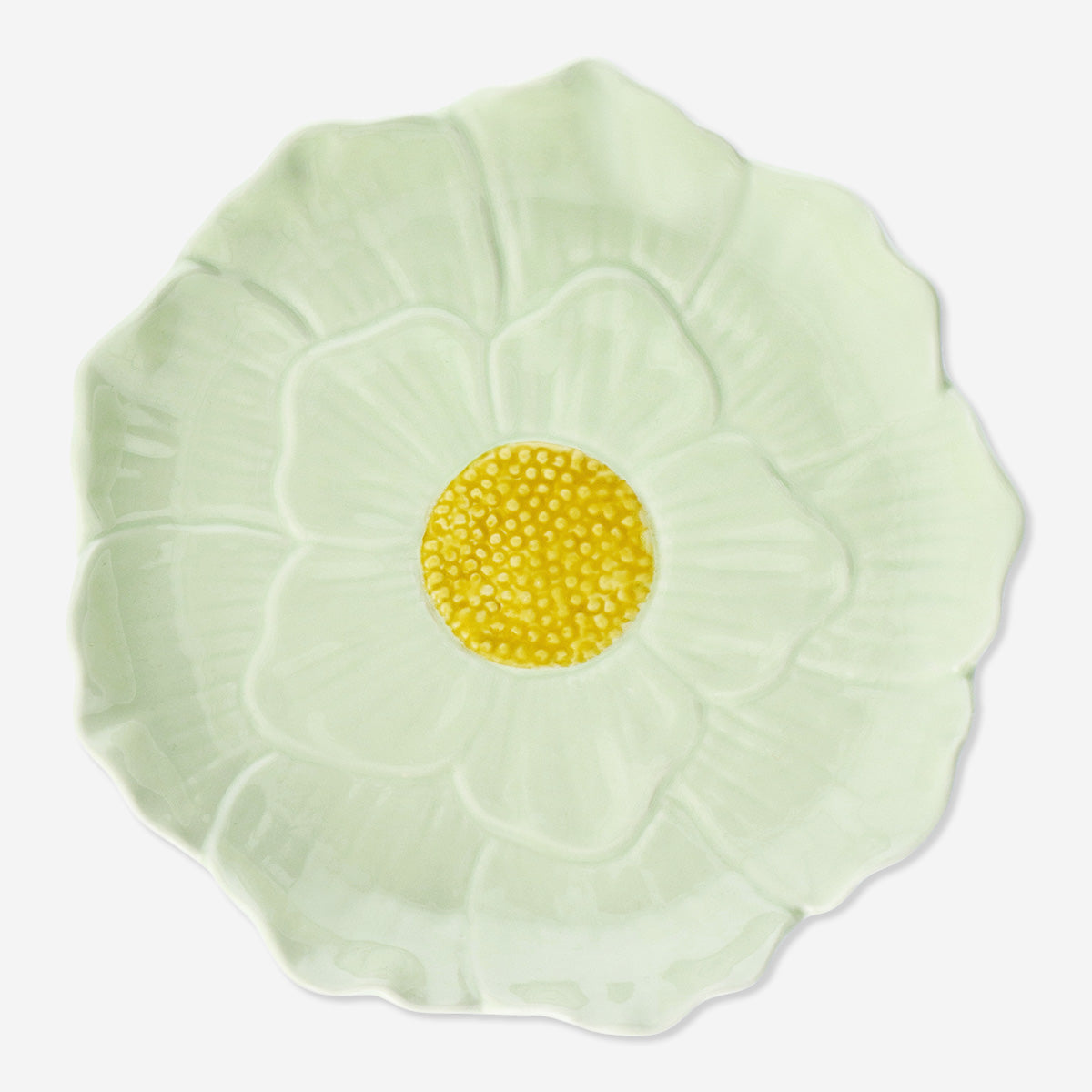 Yeşil Çiçek Şekilli Tabak 19 cm