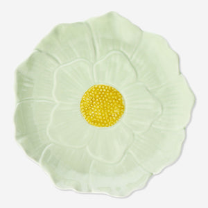 PLATE FLOWER SHAPE STONEWARE GREEN