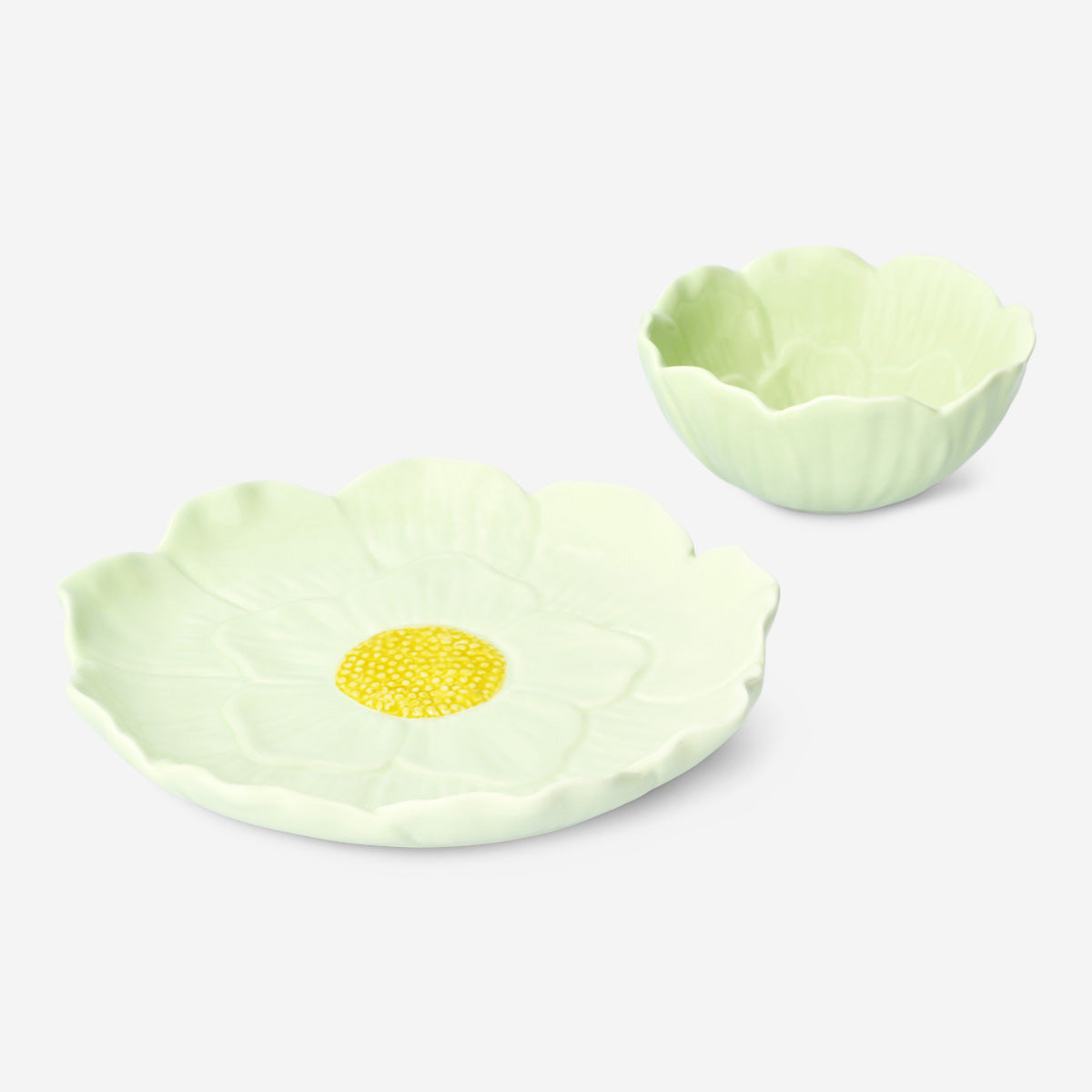 Yeşil Çiçek Şekilli Tabak 19 cm
