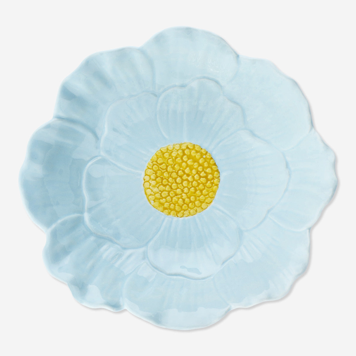 Mavi Çiçek Şekilli Tabak 18 cm