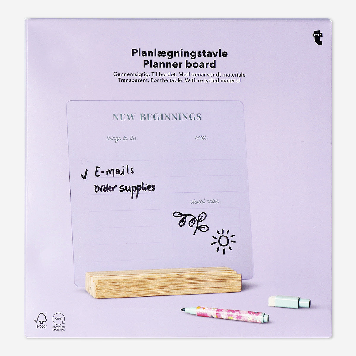 ACRYLIC BOARD W. WOODEN STAND & MARKER