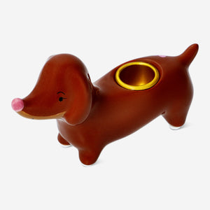 CANDLE HOLDER DOG W. HEARTS