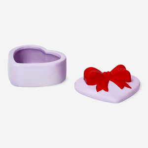 JAR W. LID HEART SHAPE W. BOW SMALL