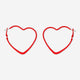 EARRINGS HOOP LARGE RED HEARTS 2PCS