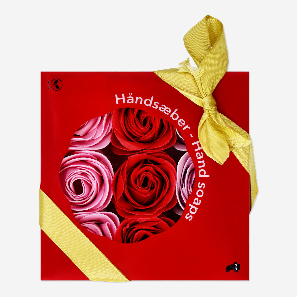HAND SOAP ROSE-SHAPE IN RED BOX W BOW 9 PCS