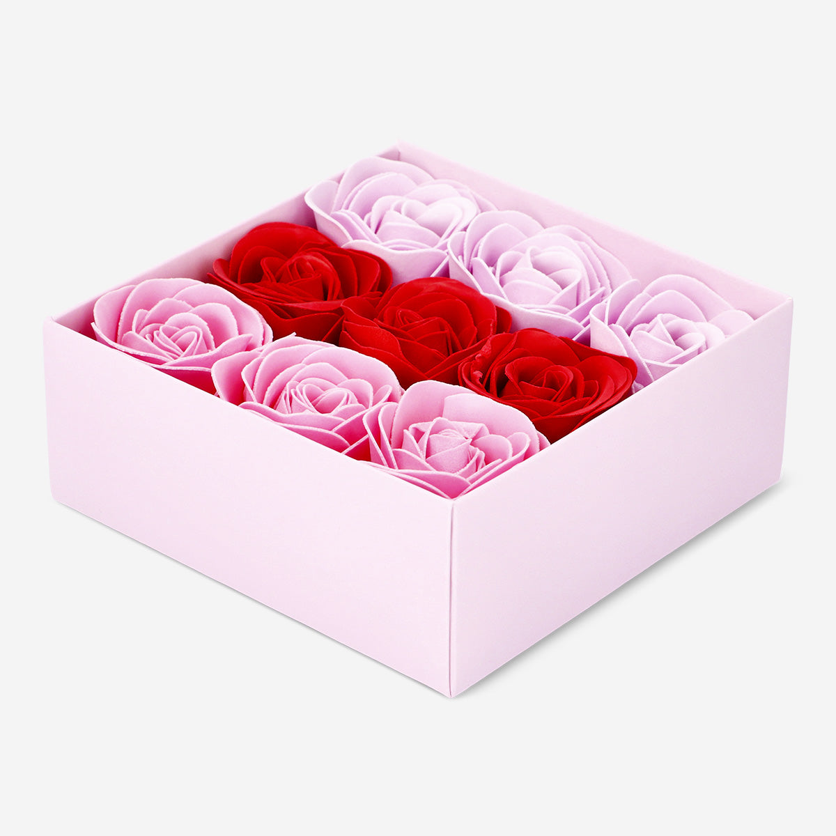 HAND SOAP ROSE-SHAPE IN RED BOX W BOW 9 PCS