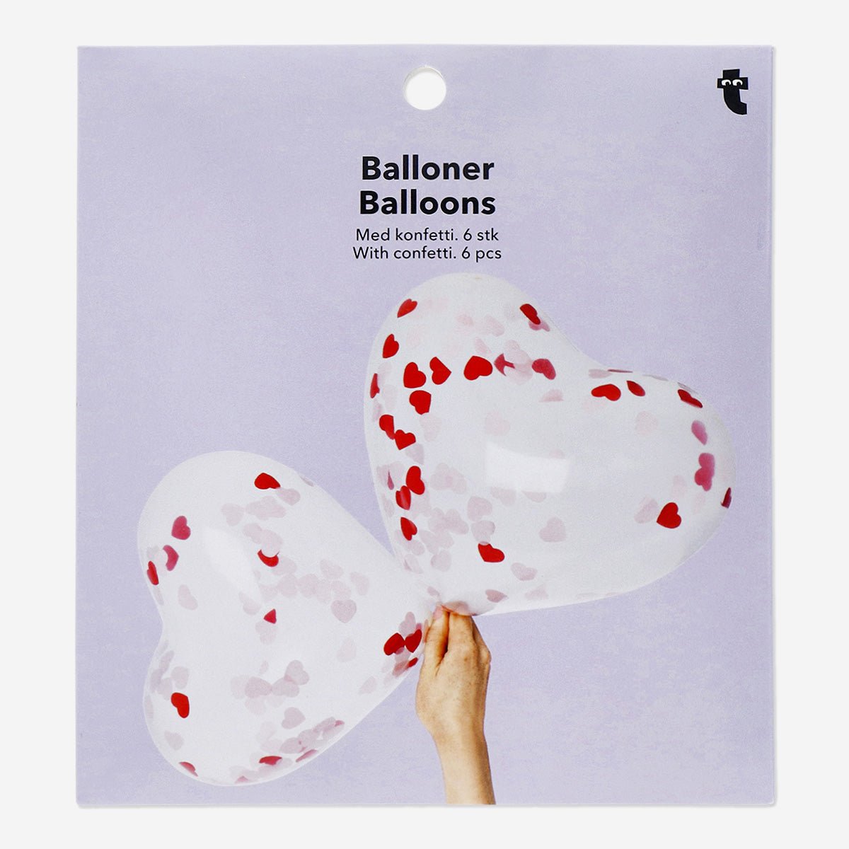 BALLOONS TRANSPARENT W. HEART SHAPED PAPER CONFETTI 6 PCS