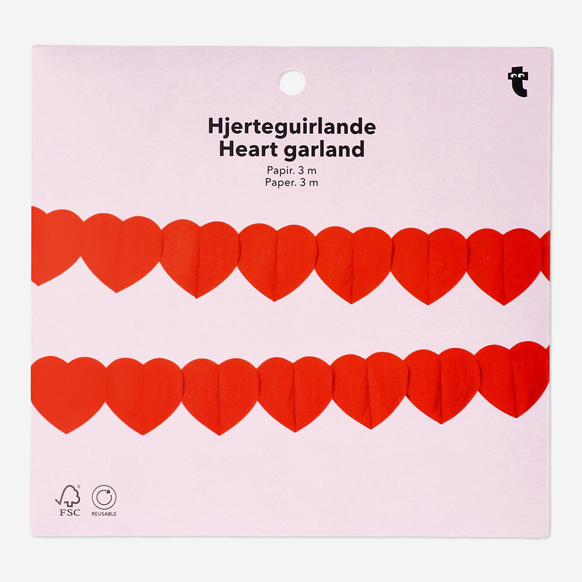 GARLAND PAPER HEARTS RED 3 M