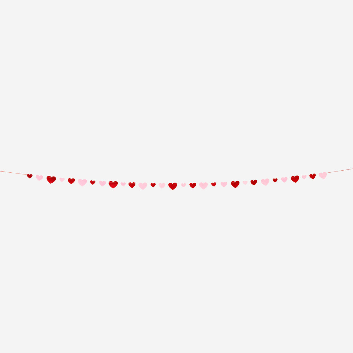 GARLAND FELT RED/PINK HEARTS 3 METER