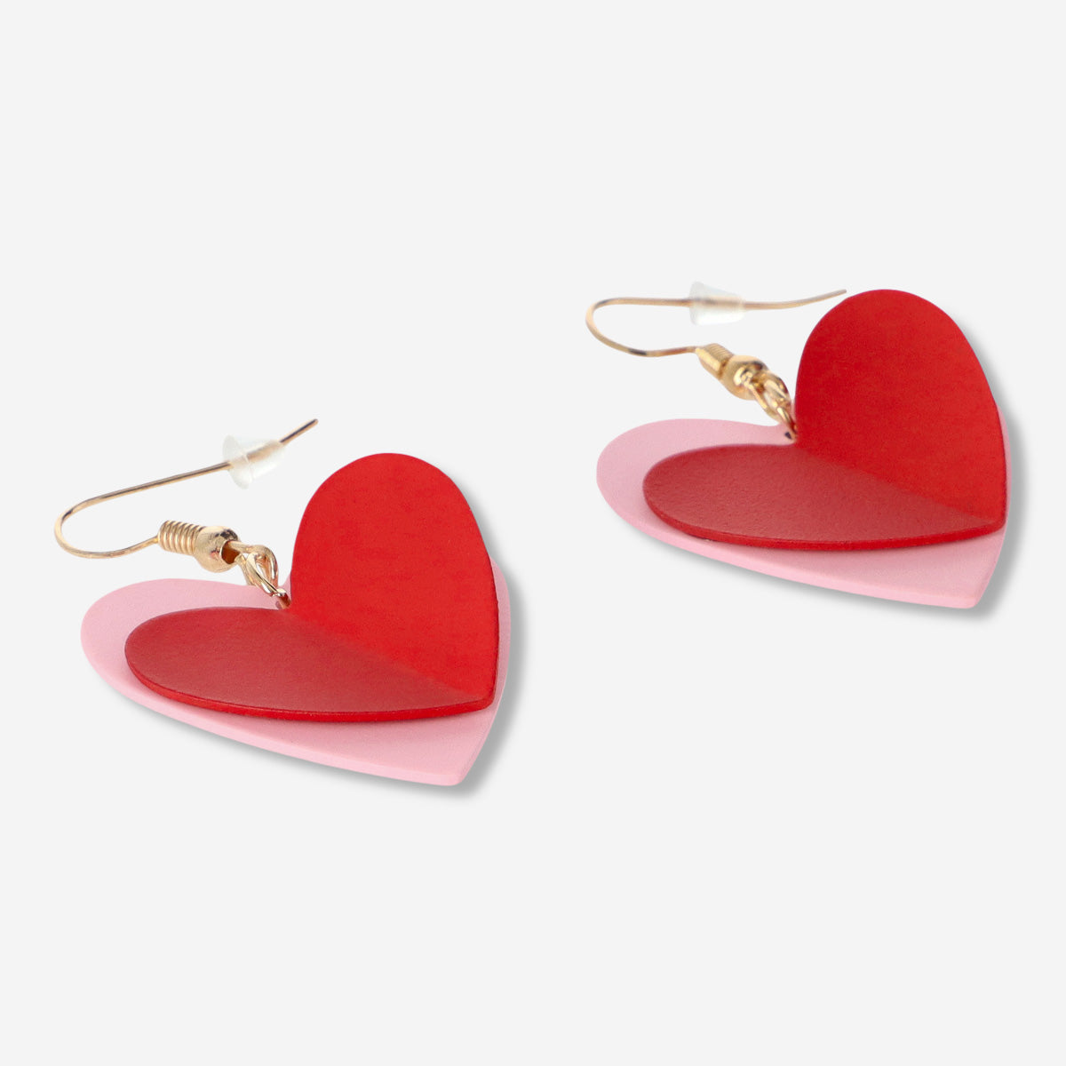 EARRINGS PINK + RED HEARTS
