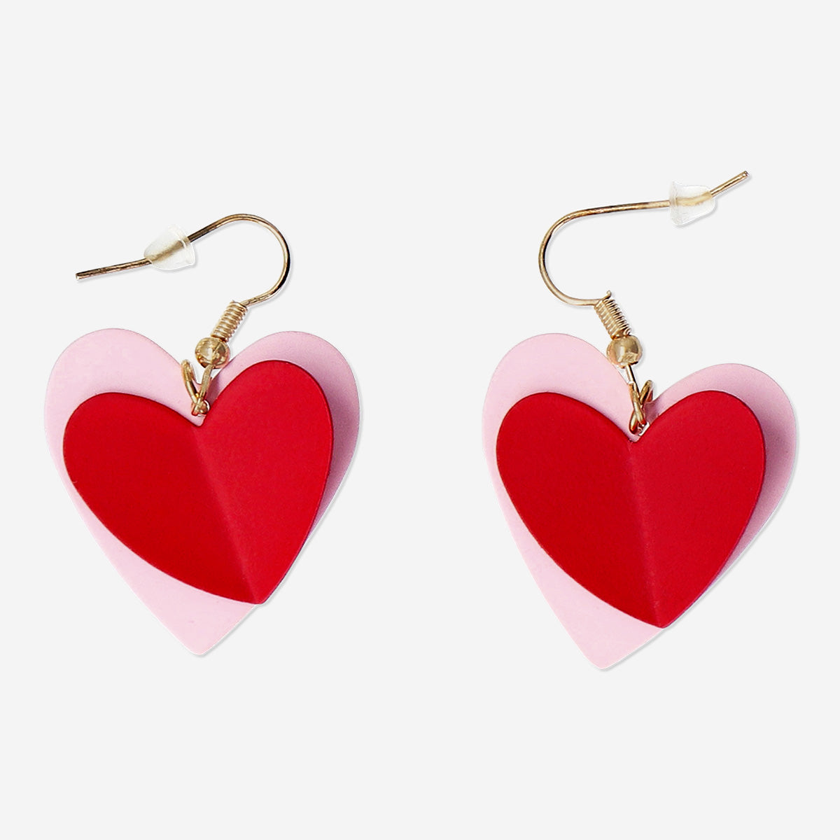 EARRINGS PINK + RED HEARTS