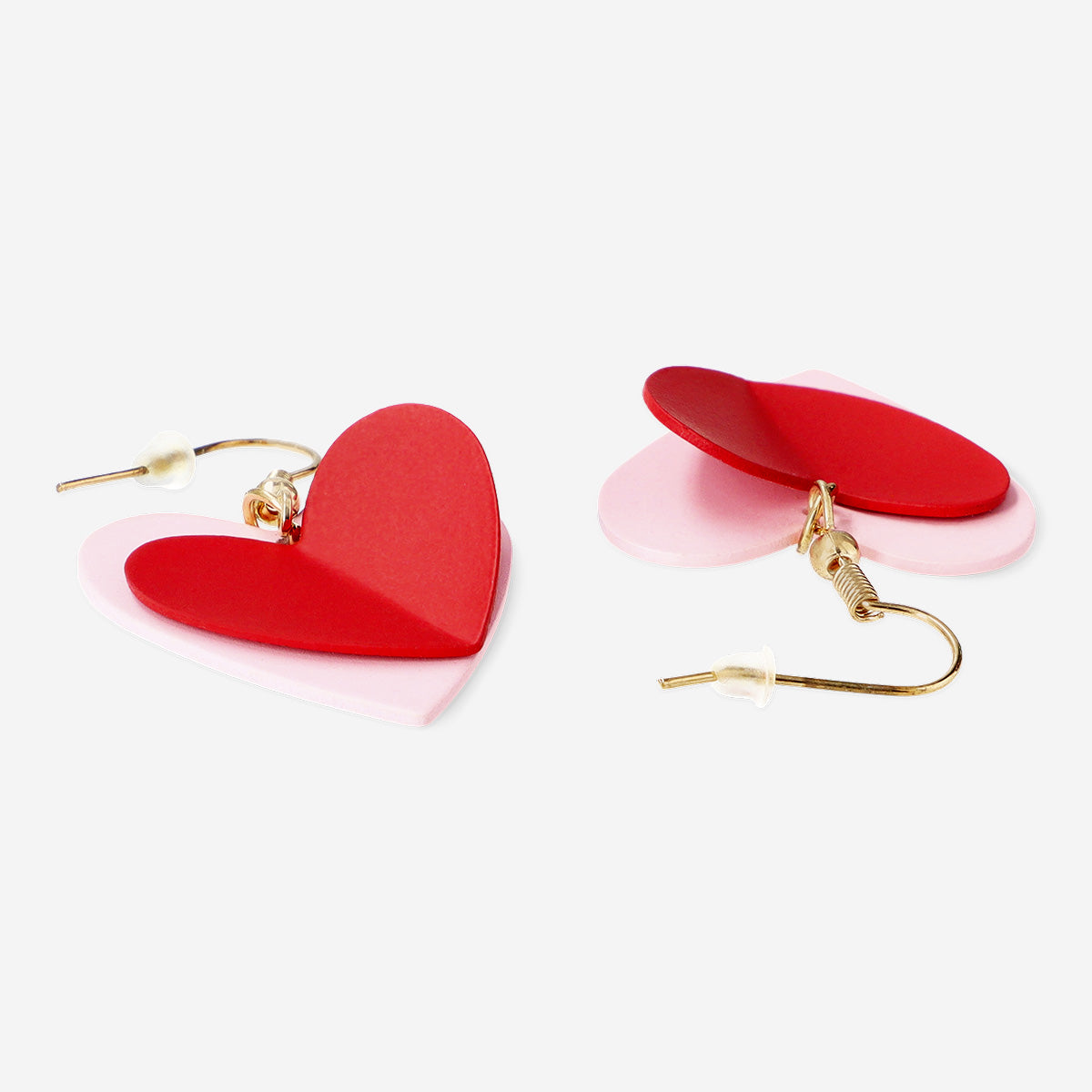 EARRINGS PINK + RED HEARTS