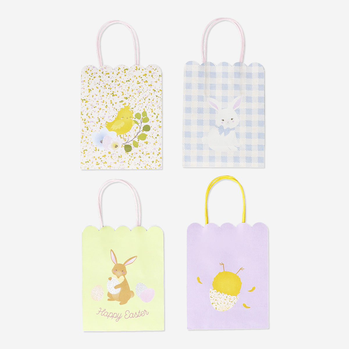 GIFT BAGS SCALLOPED EDGES SET OF 4 18 X 15 CM