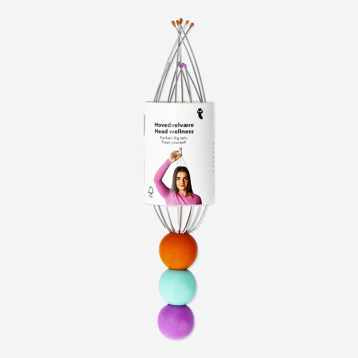 HEADMASSAGER WOOD PURPLE/GREEN/ORANGE