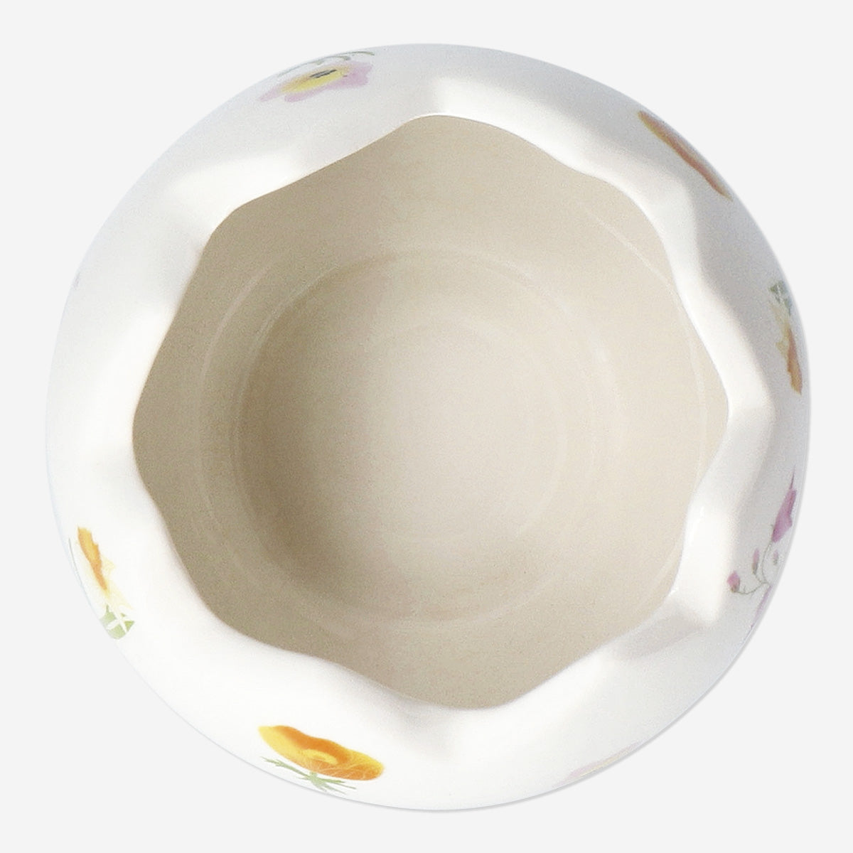 Çiçek Desenli Kırık Yumurta Şeklinde Seramik Vazo 9,7 cm