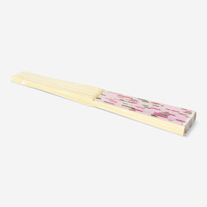 Pembe Kiraz Çiçeği Desenli Katlanabilir Bambu Yelpaze