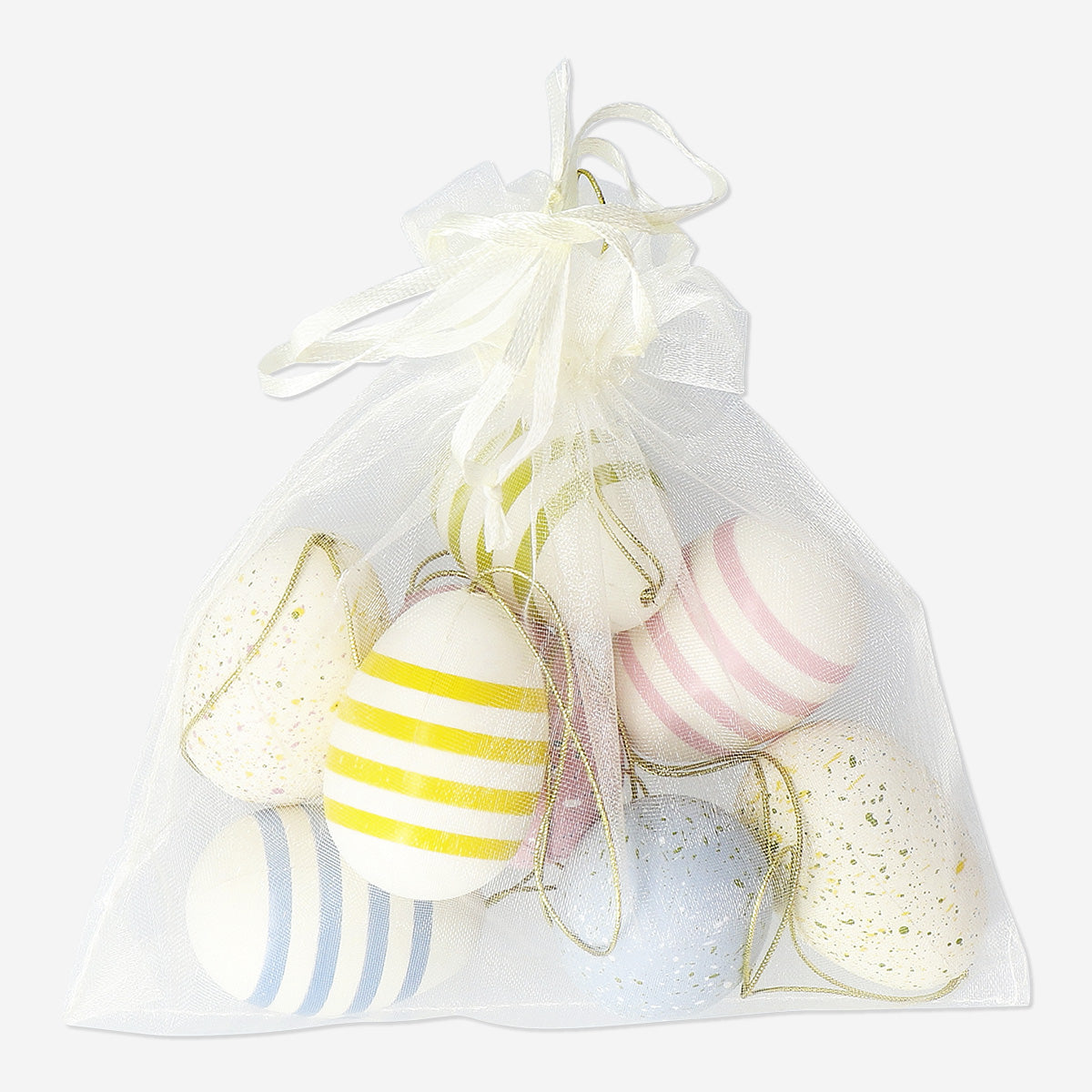 EASTER EGGS PLASTIC 8 PCS DOTS AND STRIPES