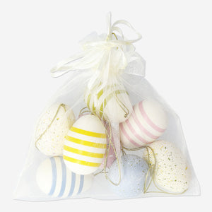 EASTER EGGS PLASTIC 8 PCS DOTS AND STRIPES