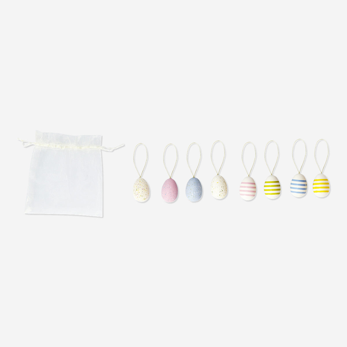 EASTER EGGS PLASTIC 8 PCS DOTS AND STRIPES