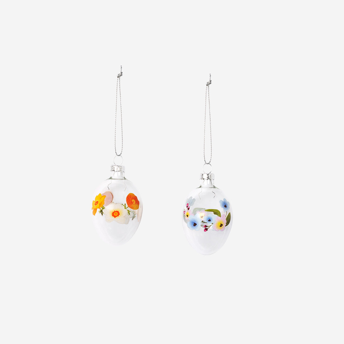 BAUBLE EGG GLASS W FLOWER 4 PCS