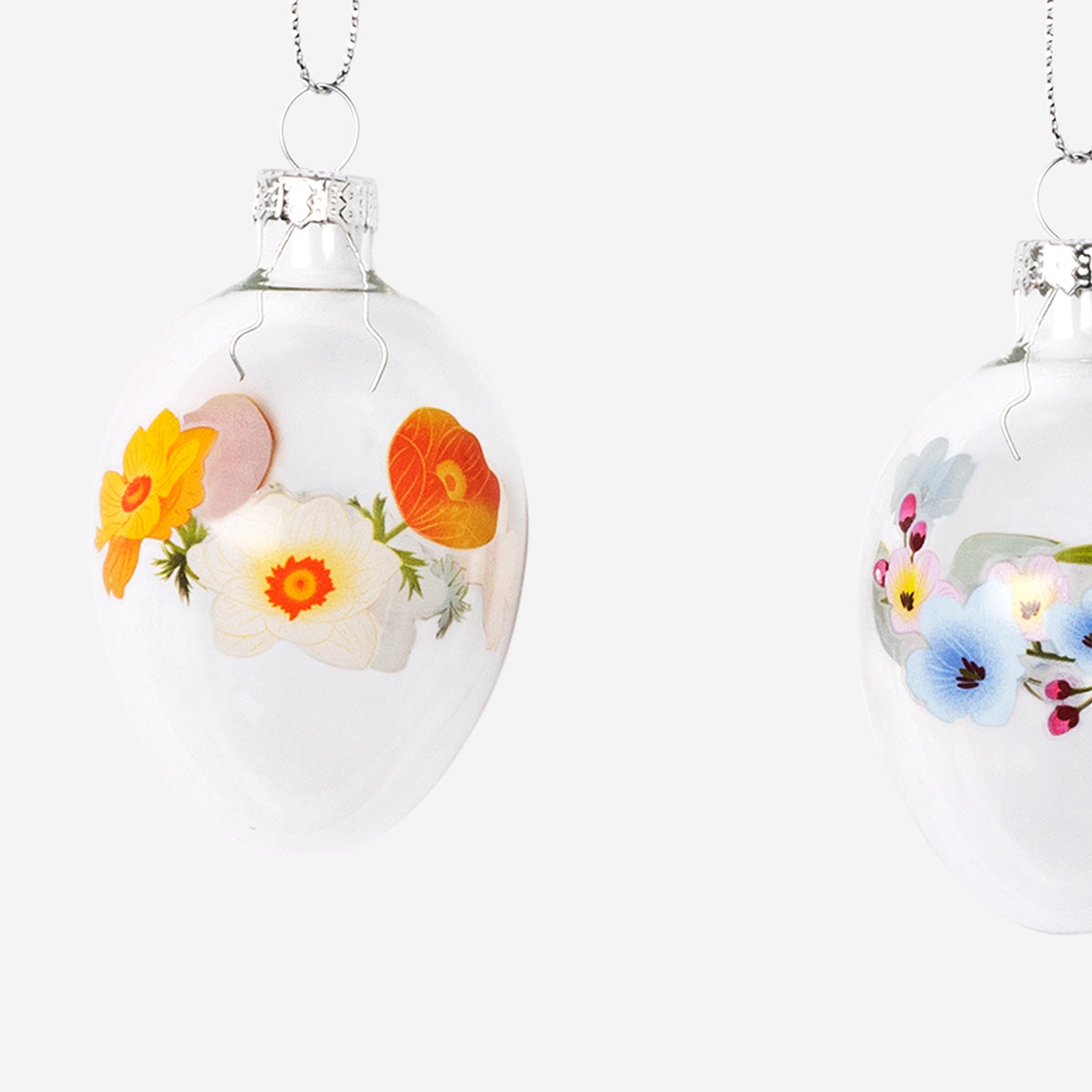 BAUBLE EGG GLASS W FLOWER 4 PCS