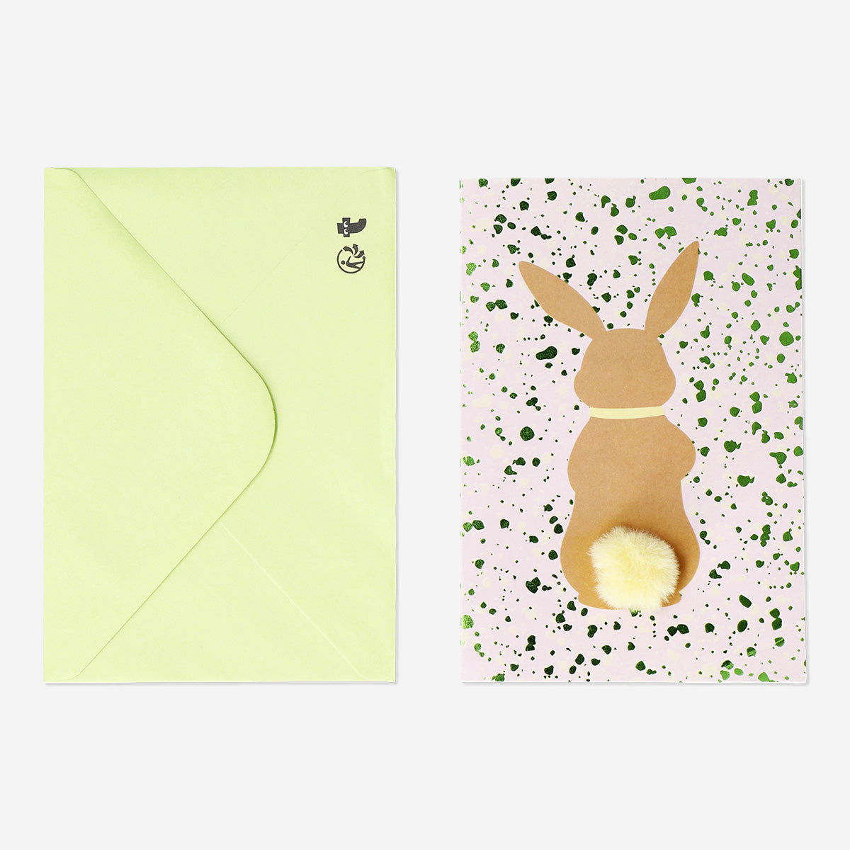 CARD W ENVELOPE BUNNY W POMPOM