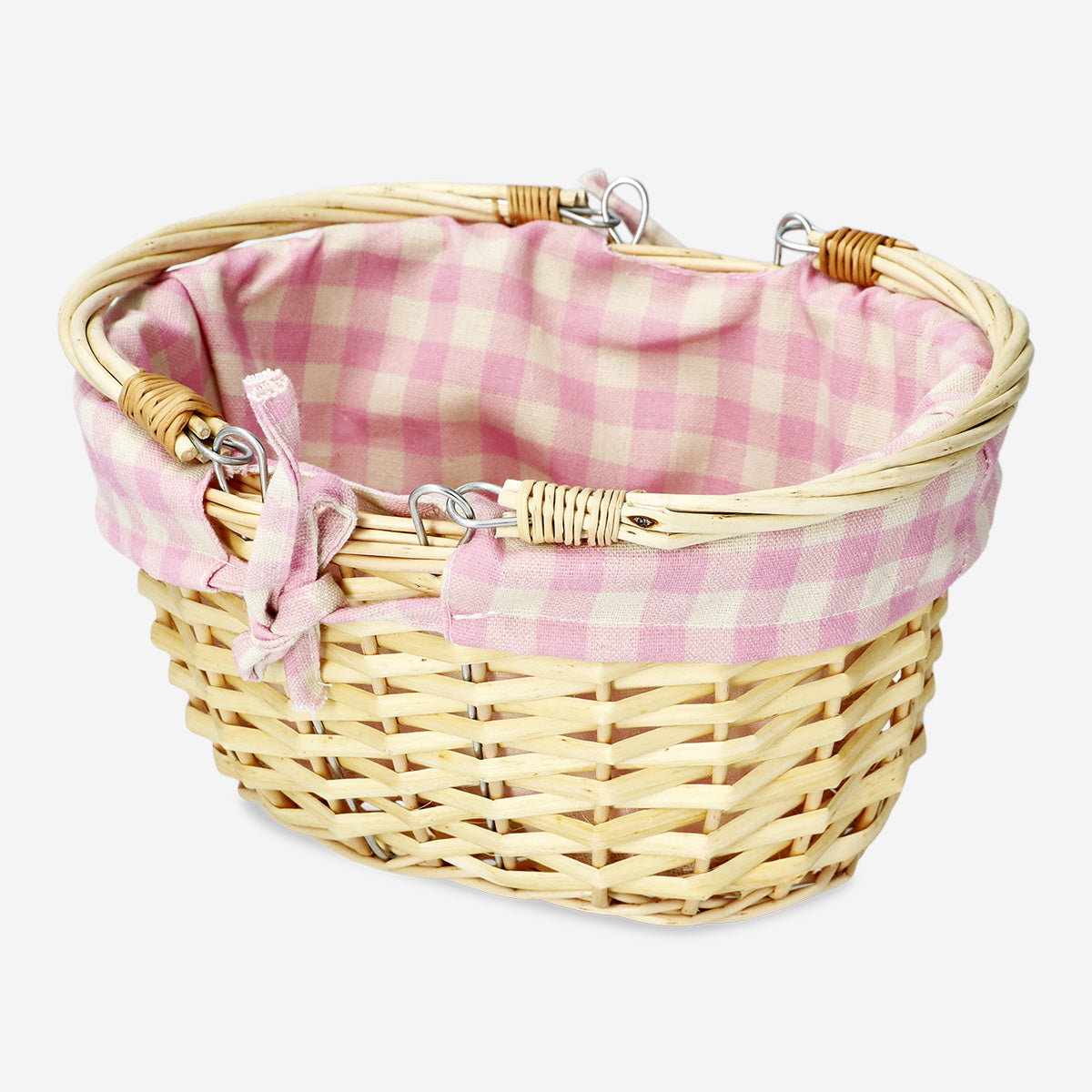 BASKET HALF WILLOW WITH HANDLES AND FABRIC