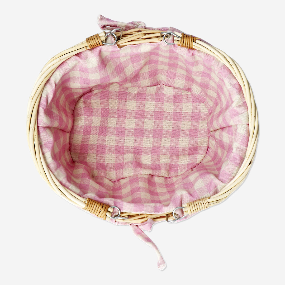 BASKET HALF WILLOW WITH HANDLES AND FABRIC