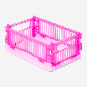 Katlanabilir Açık Pembe Parlak Plastik Kasa 15 cm x 10 cm
