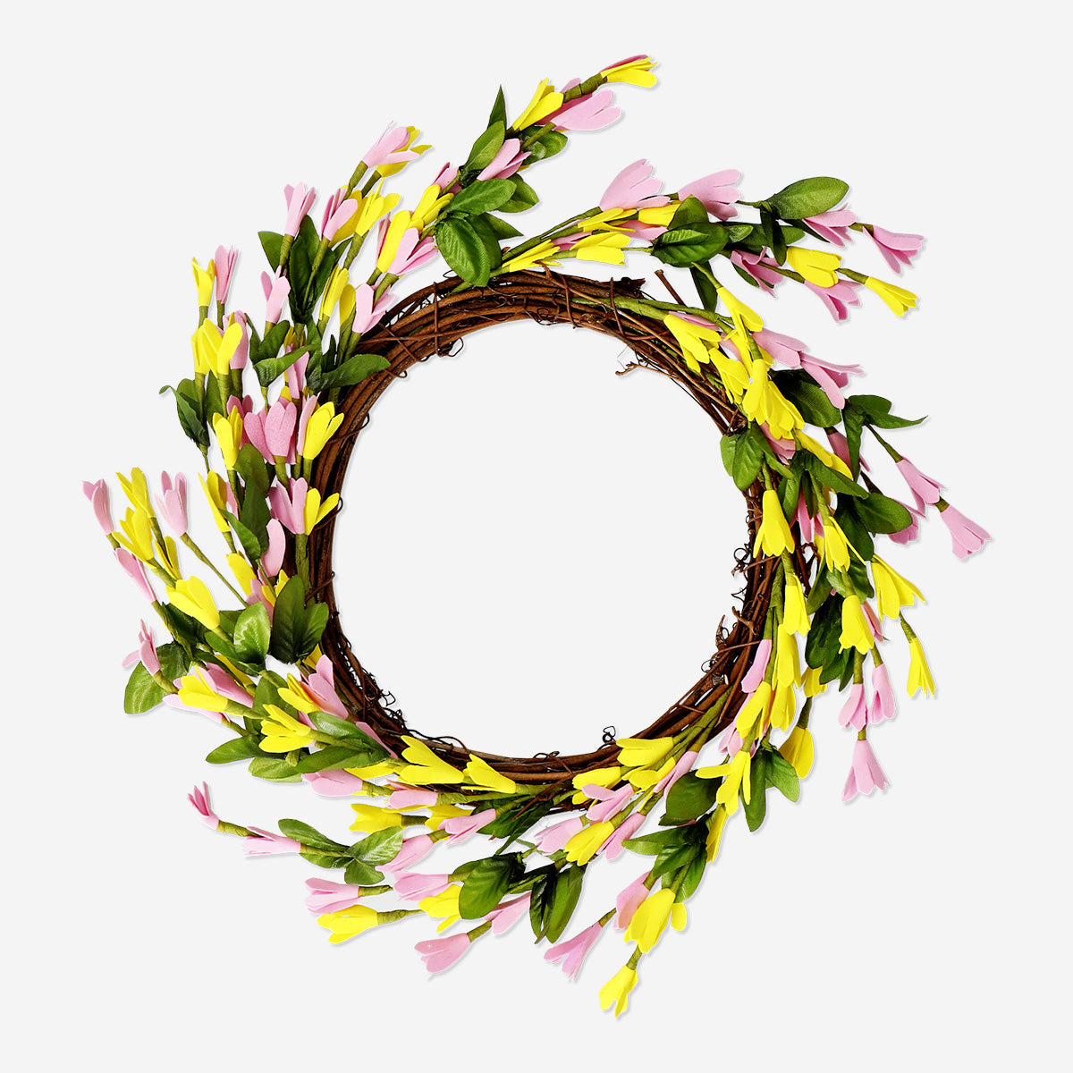 WREATH ARTIFICIAL FLOWER PINK AND YELLOW