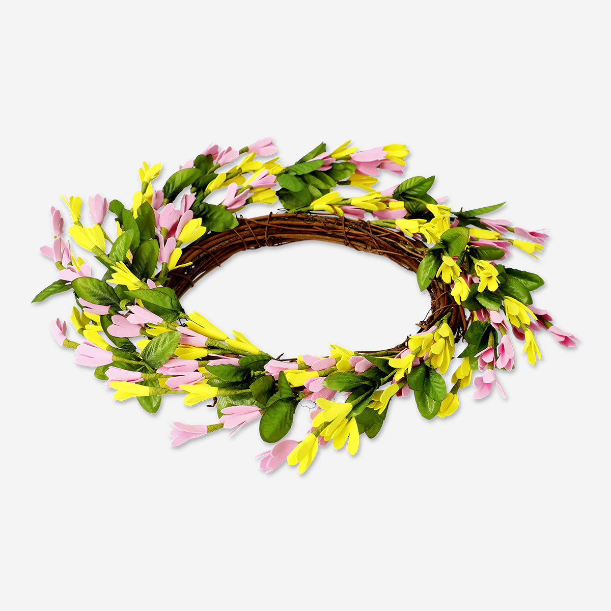 WREATH ARTIFICIAL FLOWER PINK AND YELLOW