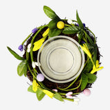 TEALIGHT HOLDER W FLOWERS AND LEAVES