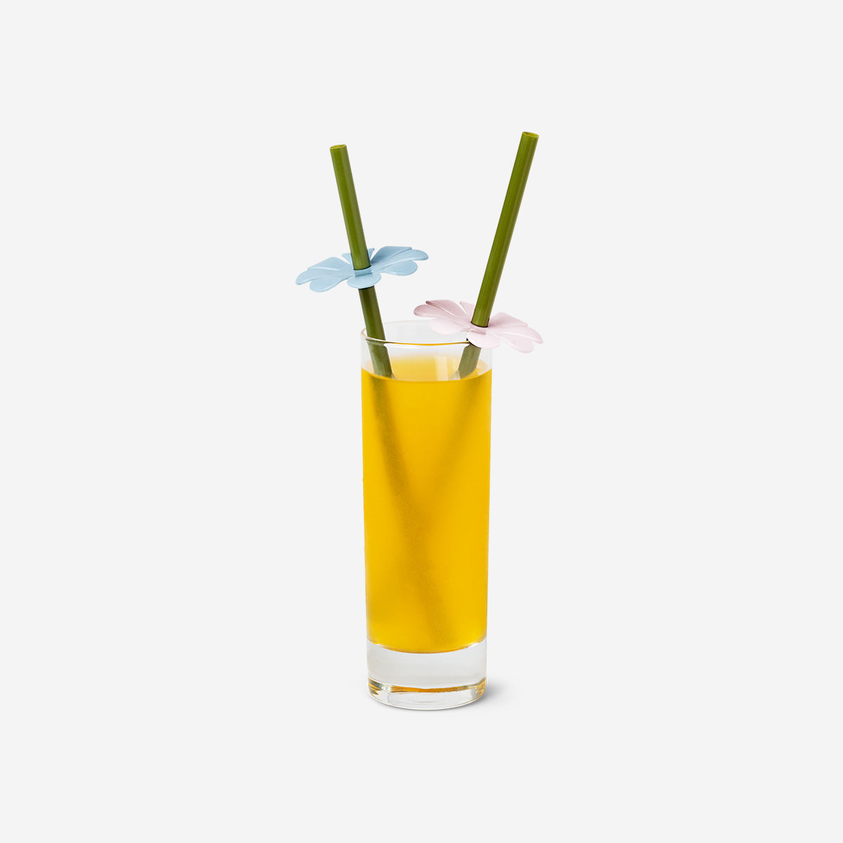 REUSEABLE STRAWS PP WITH CHERRY BLOSSOM CLIPS 4 PCS