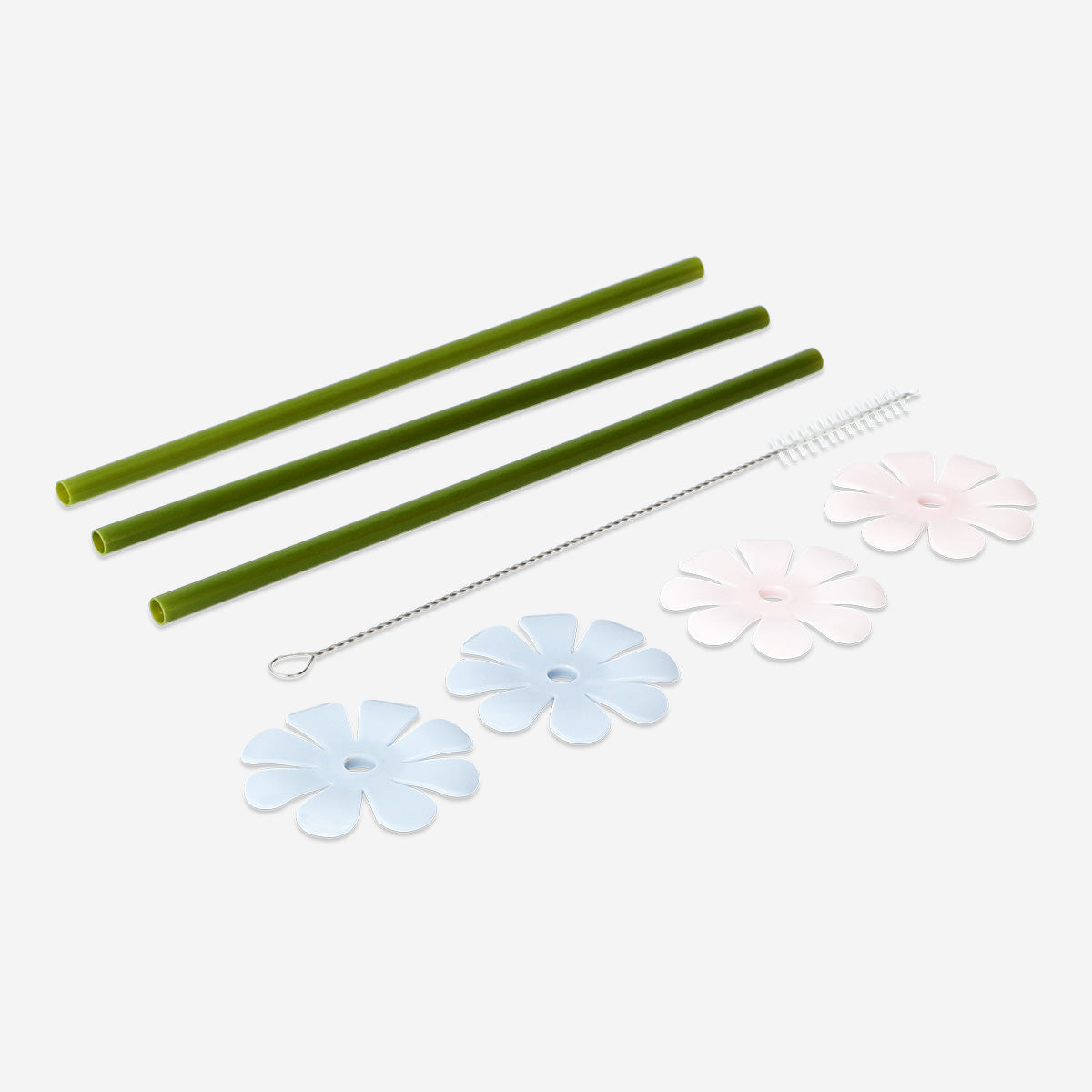 REUSEABLE STRAWS PP WITH CHERRY BLOSSOM CLIPS 4 PCS
