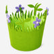 BASKET FELT GREEN W PURPLE FLOWERS SMALL
