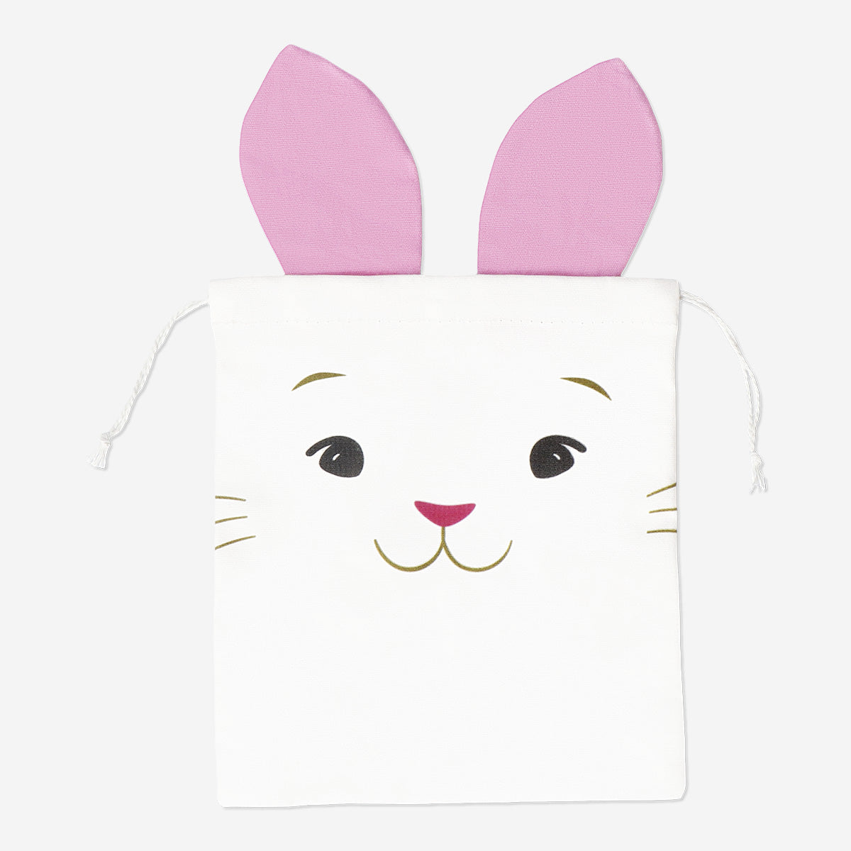 BAG COTTON DRAWSTRING RABBIT WITH EARS 20 X 20 CM