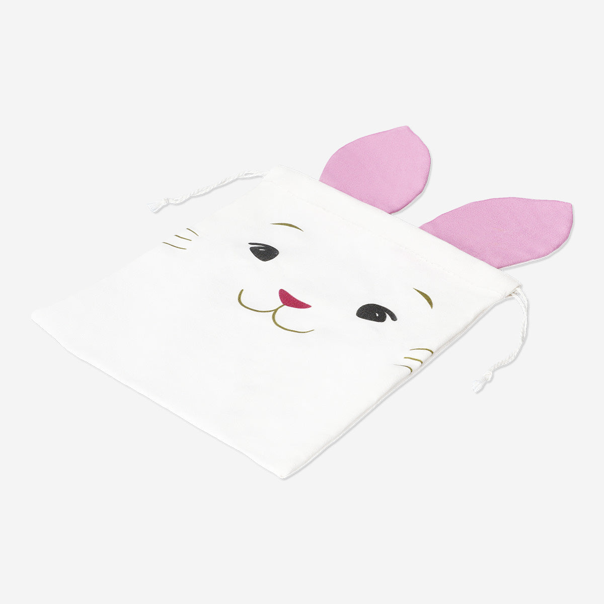 BAG COTTON DRAWSTRING RABBIT WITH EARS 20 X 20 CM