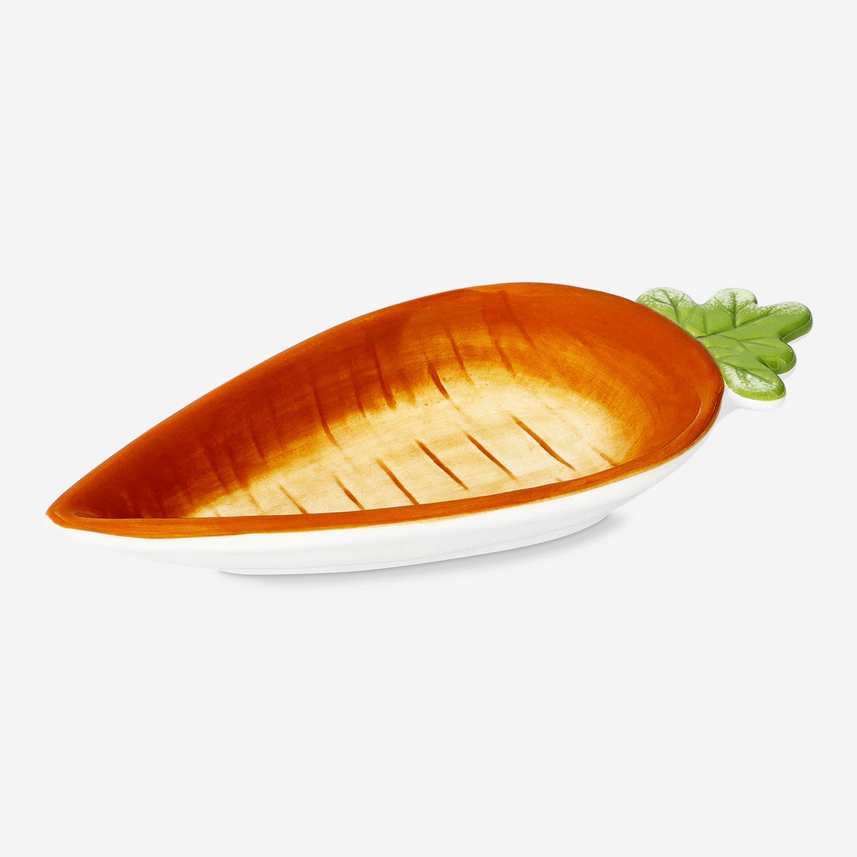 TRAY SERVING SHAPE AS CARROT ORANGE/GREEN MEDIUM SIZE