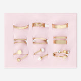 FINGERRINGS GOLD+PEARLS 9PCS SET ADJUSTABLE