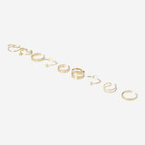 FINGERRINGS GOLD+PEARLS 9PCS SET ADJUSTABLE