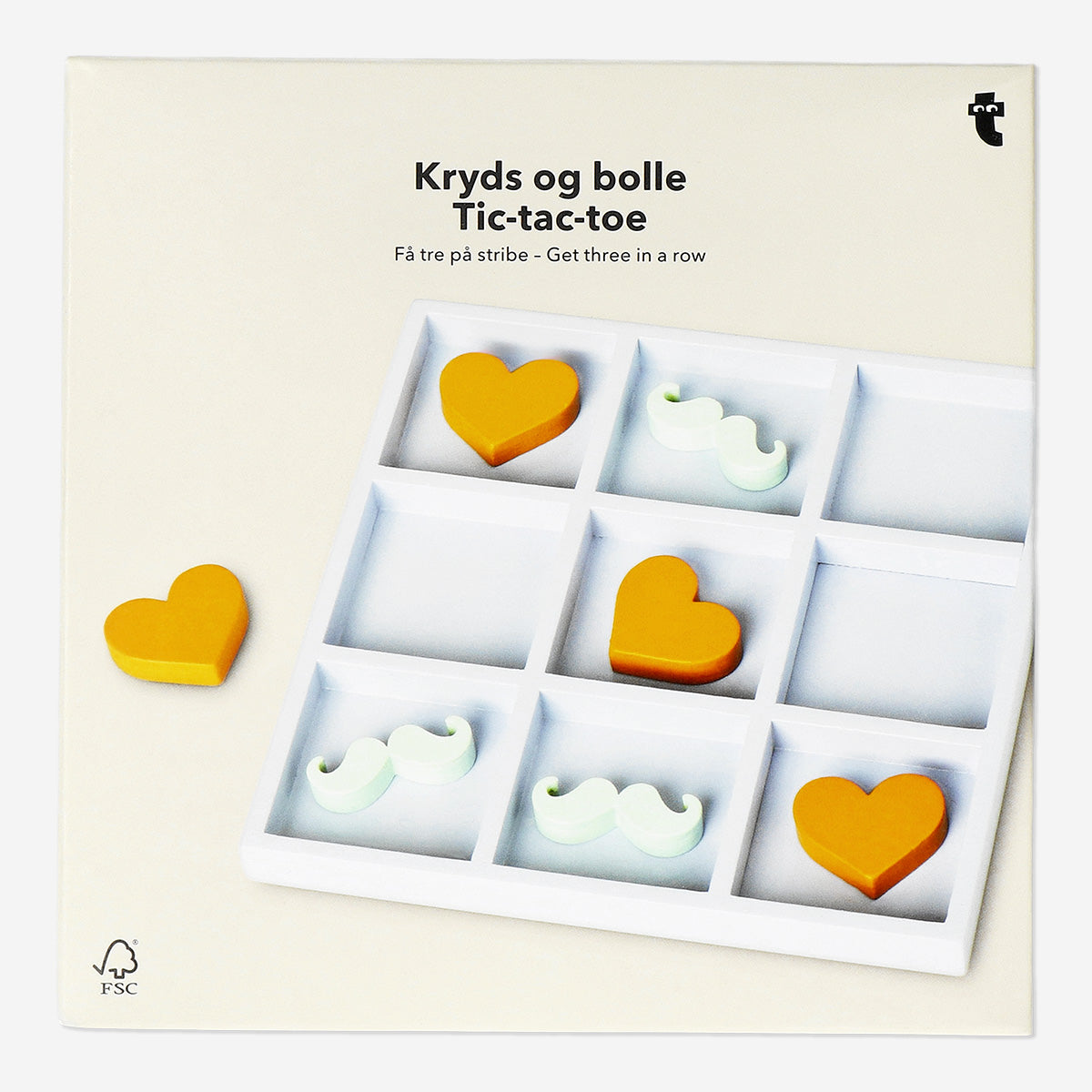GAME TIC TAC TOE MUSTACHE HEART WOODEN Flying Tiger Türkiye
