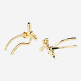EARRINGS BOW OVERSIZE THROUGH-EAR 2PC