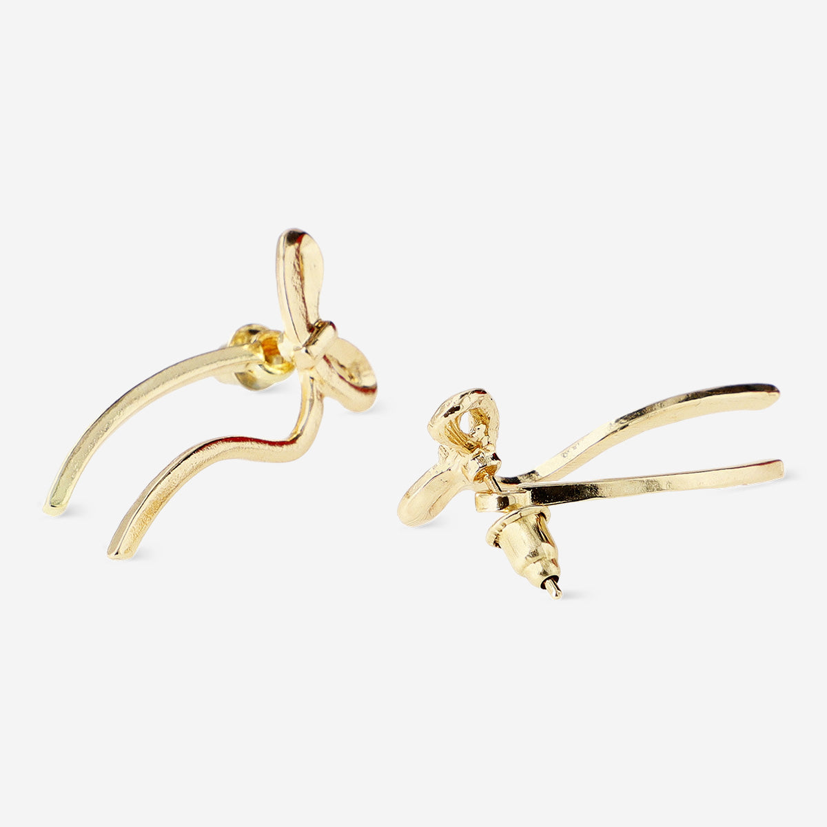 EARRINGS BOW OVERSIZE THROUGH-EAR 2PC