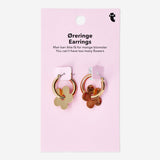 EARRINGS HOOPS FLOWER GOLD 2PC