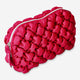 COSMETIC BAG PUFF DUVET W QUILTING DARK PINK